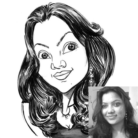 Black Pen Caricature For 1 Person