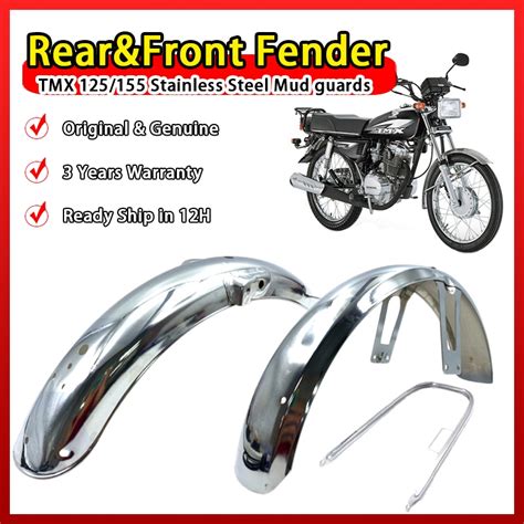 TMX 125 155 Front Rear Fender With Bracket Silver Stainless Steel