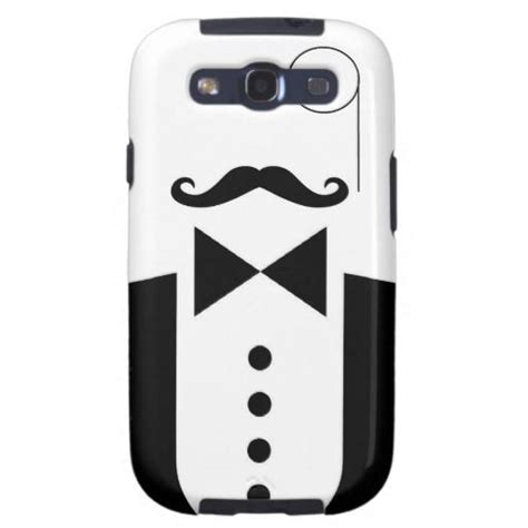 A White And Black Samsung Case With A Mustache