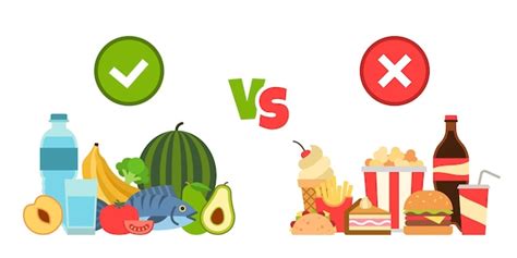 Premium Vector Man Choosing Between Healthy And Unhealthy Food Fast Food Vs Balanced Menu