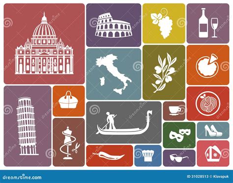 Traditional Symbols Of Italy Stock Vector Illustration Of Carnival