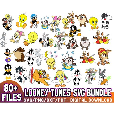 80 Files Looney Tunes Svg Bundle Tweety Cricut Files Svg F Inspire Uplift