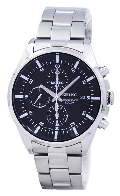 Seiko Sndc Chronograph Black Dial Stainless Steel Quartz Men S Watch