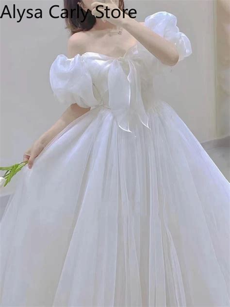 Wei E Elegante S E Prinzessin Kleid Frauen Bogen Puff H Lse Koreanische