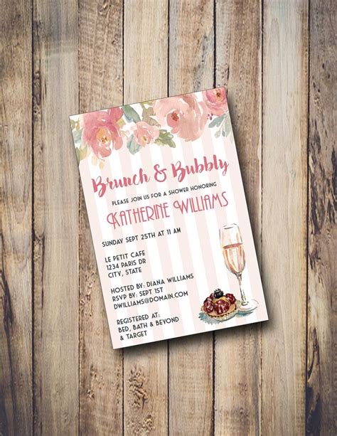 Brunch Bridal Shower Digital Printable Invitation By Wonderdreamdesigns On Etsy Bridal Shower