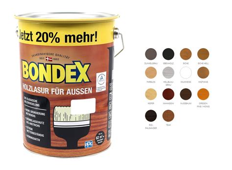 Bondex Holzlasur für Aussen 4 8L Holzschutzlasur Holz Lasur Farbwahl eBay