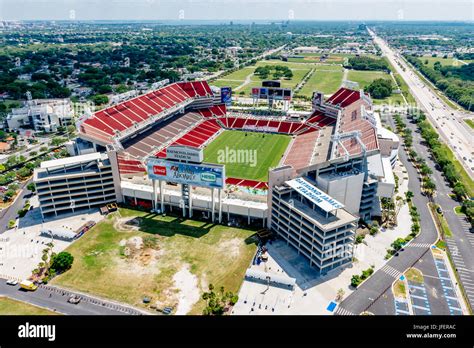 Aerial view of Raymond James Stadium, Tampa Florida, USA, a large ...