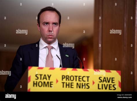 Health Secretary Matt Hancock During A Media Briefing In Downing Street