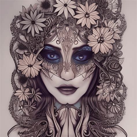 Bohemian Flowers Universe Witchy Woman Hyper Realistic Intricate Detail