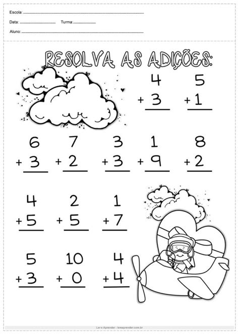 Atividades De Adição 1 Ano Para Imprimir - Atividades de Adição e Subtração para o 1º ano - Para Imprimir