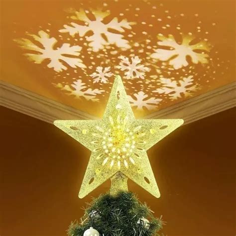 Rbol De Navidad Topper Estrella Con Proyector Led Luz Plata Meses