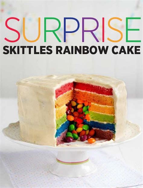 Surprise Skittles rainbow cake - Delicious Recipe Mama