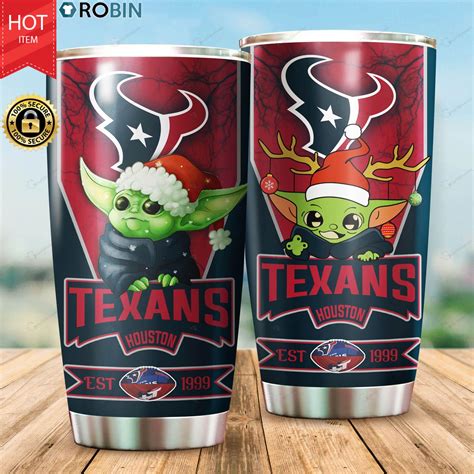 Christmas Baby Yoda Houston Texans NFL 20oz Tumbler RobinPlaceFabrics