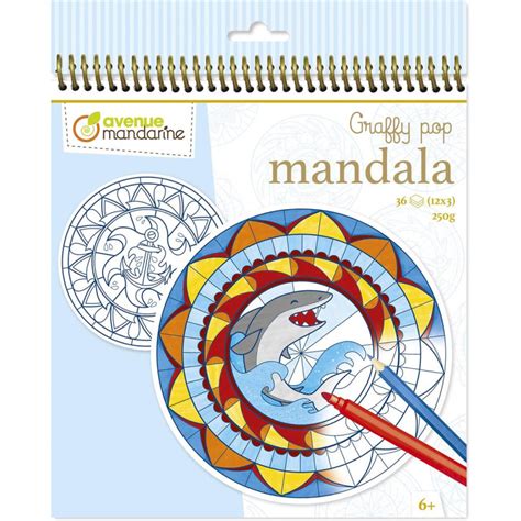 Carnet De Coloriage Graffy Pop Mandala Marin 36 Feuilles