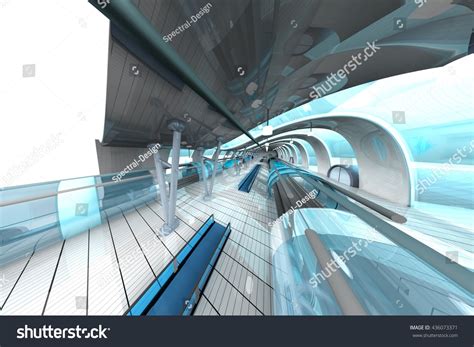 Futuristic Subway Train Station D Illustration Stock Illustration