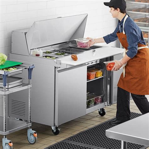 Avantco Ss Pt 48m C 48 2 Door Mega Top Stainless Steel Refrigerated Sandwich Prep Table With 10