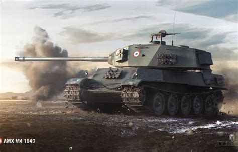 Wallpaper Field Smoke Tank Heavy World Of Tanks French AMX M4