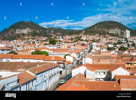 Aerial View Of Downtown Sucre From La Merced Church Bolivia Stock