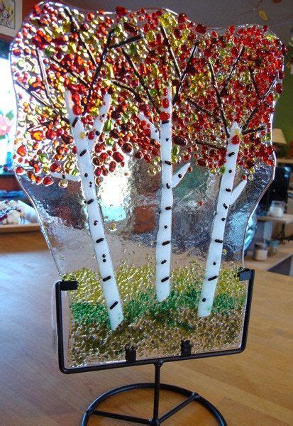 Birch Trees In The Fall Fused Glass Panel Glass Fusion Ideas Fused Glass Art