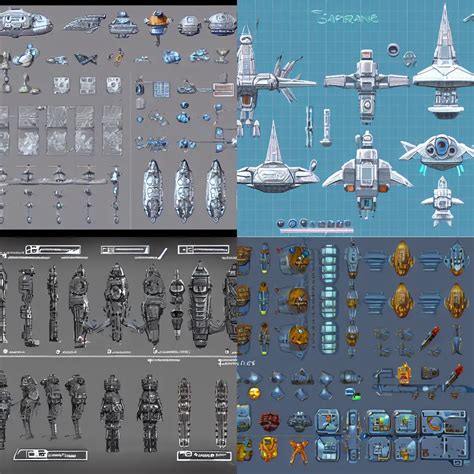 Above View Sprites Of A Space Ship Highly Detailed Stable Diffusion