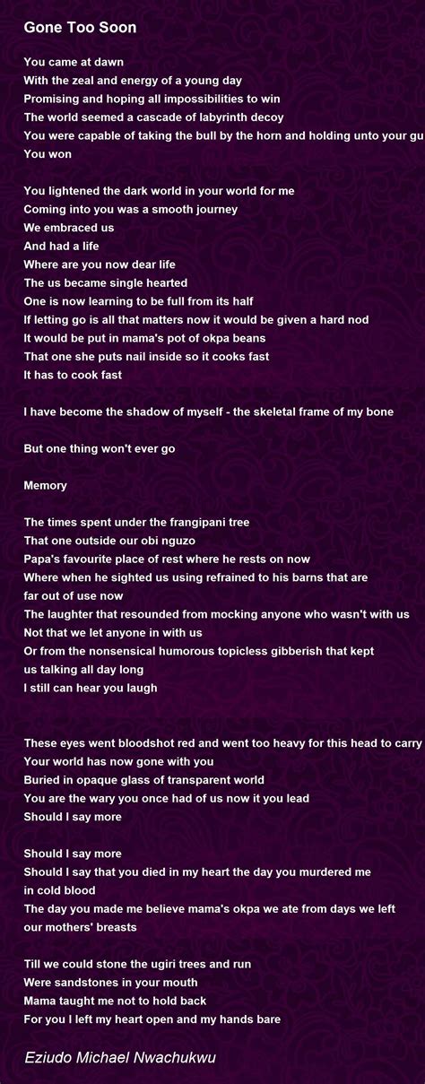 Gone Too Soon Poems