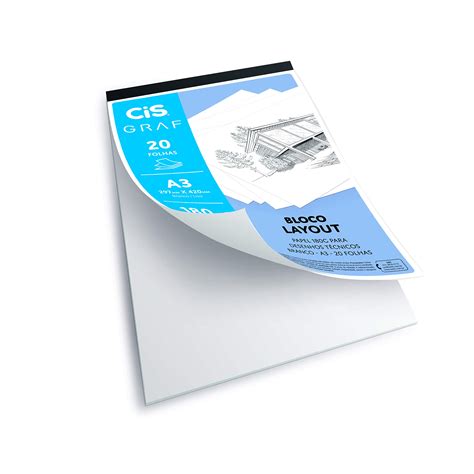 Bloco De Folha A3 - Bloco de Papel Layout A3 180G 20 folhas, CIS, branco | Amazon.com.br