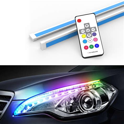 Newest Magic Color Car LED Daytime Running Lights Auto Flowing Turn Signal Guide Strip Headlight ...