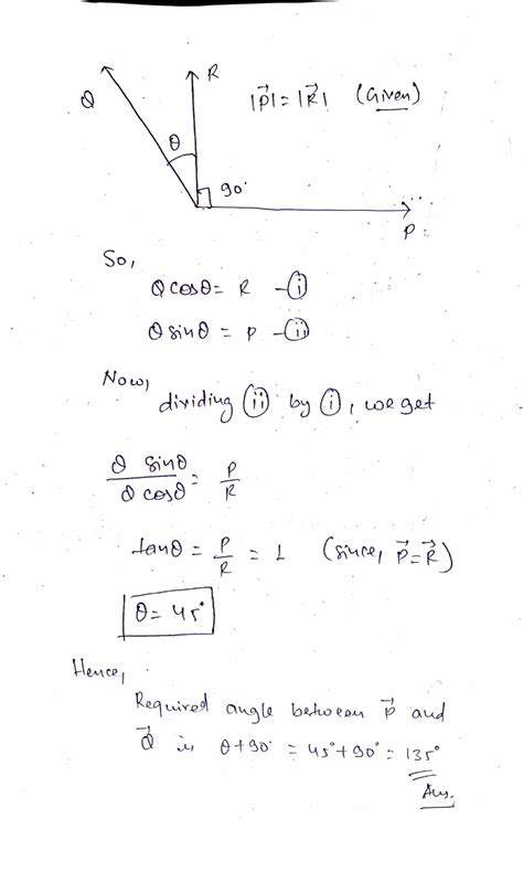 The Resultant Vec R Of Vectors Vec P And Vec Q Is Perpendicular