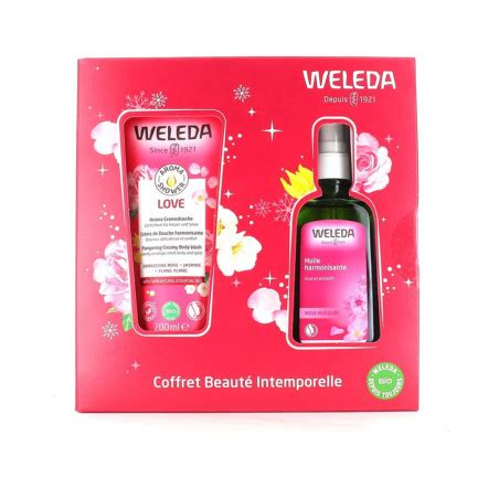 COFFRET HUILE HARMONISANTE BIO ROSE MUSQUEE CREME DOUCHE LOVE WELEDA