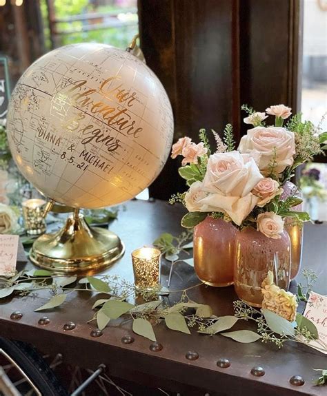 Travel Theme Wedding Centerpieces Wedding Theme Gold Pink Travel Party Theme Jewel Wedding