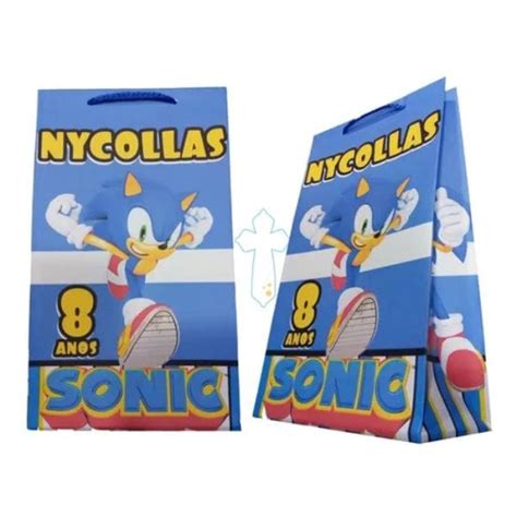 Sacolinhas Personalizada Sonic Anivers Rio Brindes