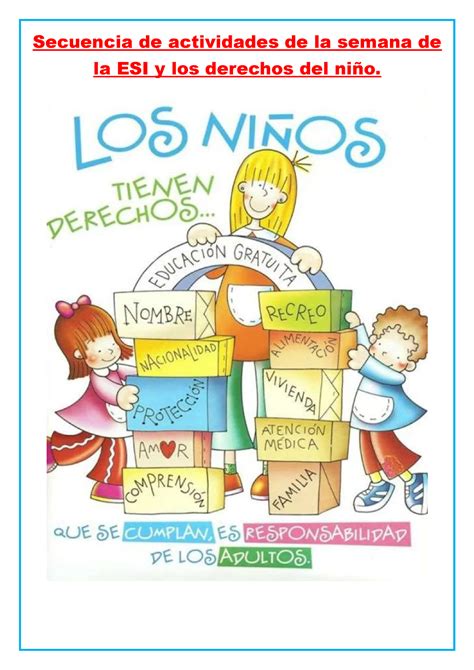 Secuencia de actividades de la semana de la ESI y los derechos del niño