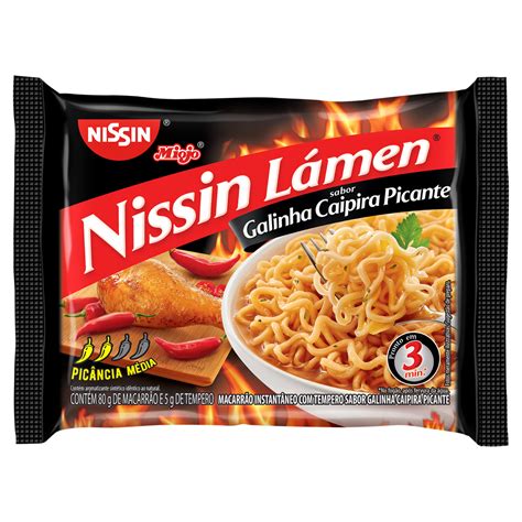 MACARRÃO INSTANTÂNEO LÁMEN GALINHA CAIPIRA PICANTE NISSIN MIOJO PACOTE