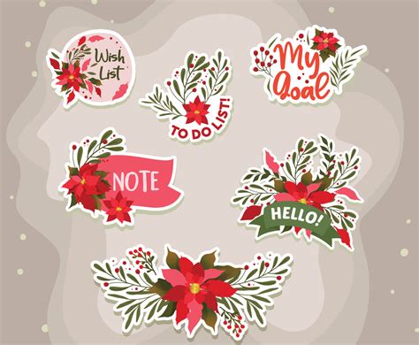 Poinsettias Themed Journaling Sticker Set