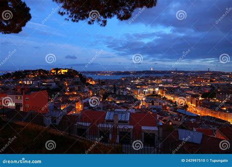 Lisbon Cityscape Seen From The Castelo De Sao Jorge Editorial Photo