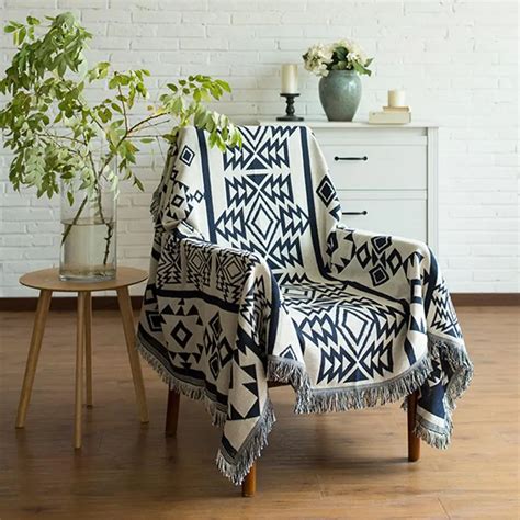 5 Size Cotton Geometric Pattern Sofa Cover Blanket Couch Mat Lounge Rug Carpet Sheet Slipcover ...