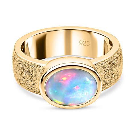 Nat Rlicher Thiopischer Welo Opal Ring Silber Gelbgold Vermeil