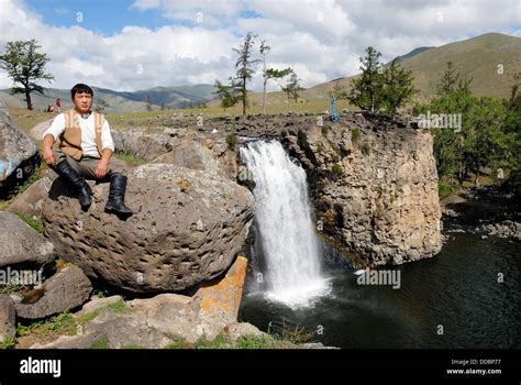 Orkhon waterfall, Orkhon Valley, Ovorkhangai district, Mongolia Stock ...