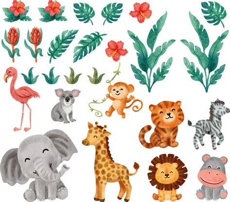 Sticker Chambre Enfant Animaux De Safari Mignons Tenstickers