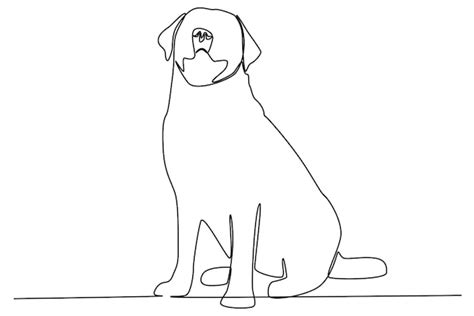 Premium Vector | A dog sitting looking up urban pet oneline drawing