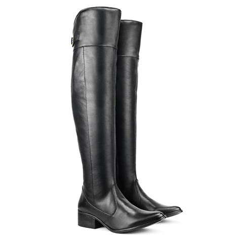 Bota Feminina Cano Alto Sem Salto - Bota Montaria Feminina Cano Alto Sem Salto Over knee em Couro Nobre ...