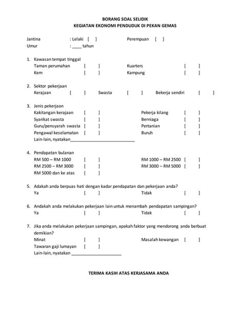 Borang Soal Selidik Pdf