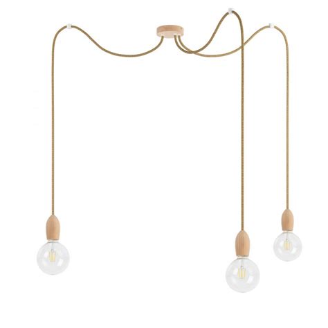 Potrójna Drewniana Lampa Wisząca Loft Multi Eco Line X3 Typ A Kolorowe