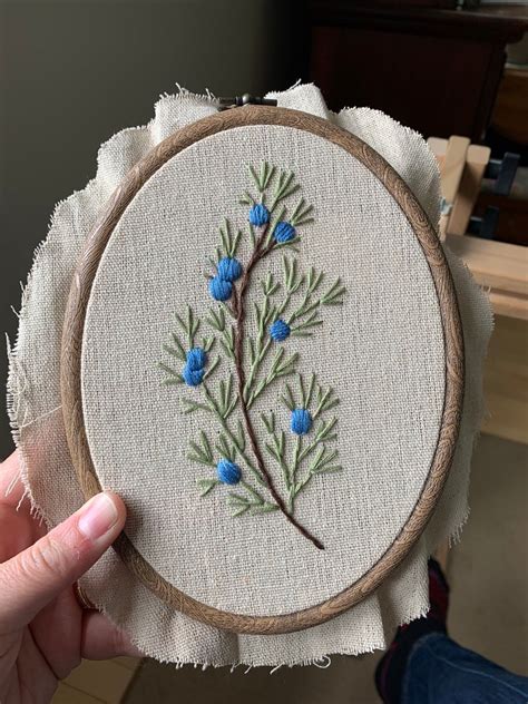 Large Juniper Branch Embroidery Pattern Hand Embroidery Etsy