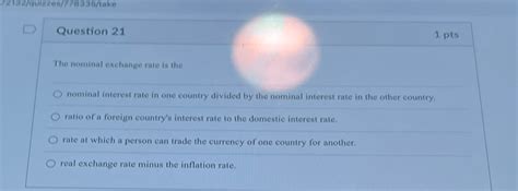 Solved Question Ptsthe Nominal Exehange Rate Is Chegg