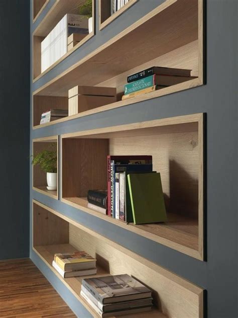 New take on built in shelves, recessed “shelf” set into wall ...