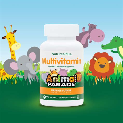 NaturesPlus, Animal Parade, жувальні мультивітаміни для дітей, апельсин ...