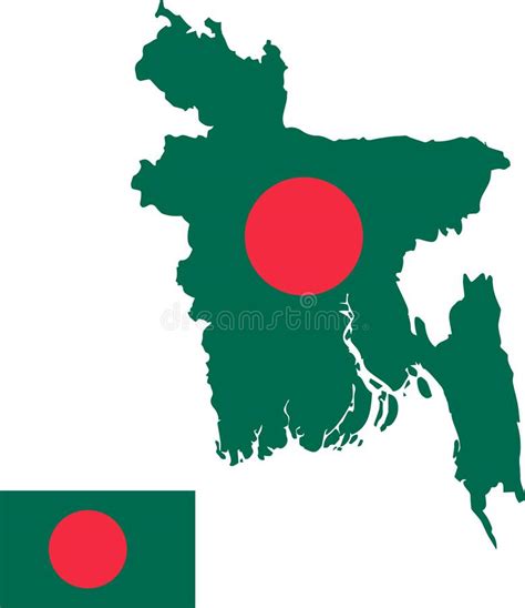 Mapa Del Vector De Bangladesh Con La Bandera Fondo Aislado Blanco