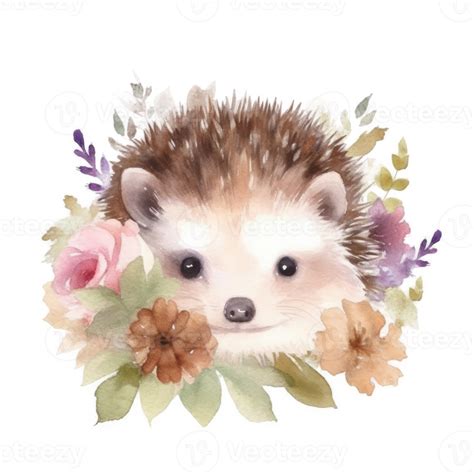 Cute Watercolor Hedgehog 22598858 Png