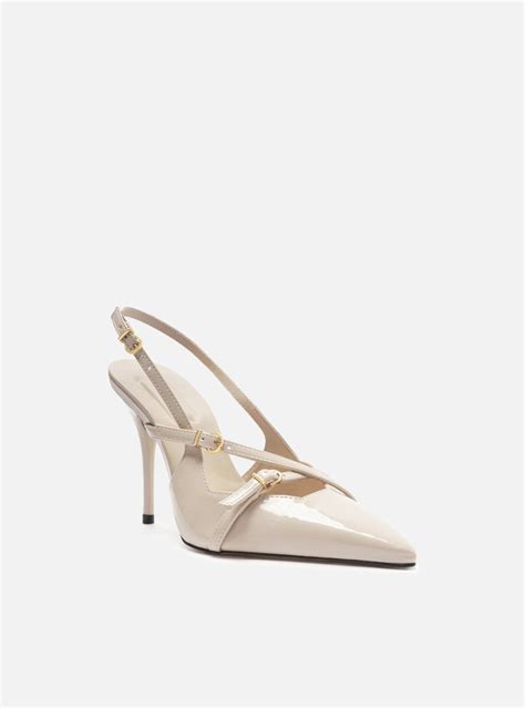 Scarpin Off White Arezzo Verniz Salto Alto Slingback Amélia ZZ MALL